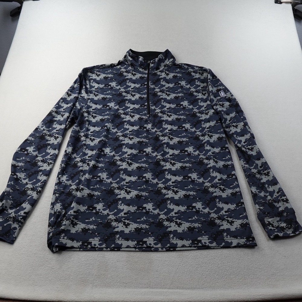 Straight Down 1/4 Zip Golf Pullover Mens L Blue Digital Camo Performance Shirt